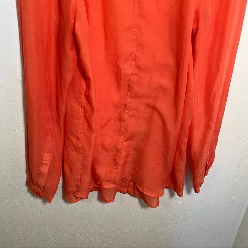 Loft  Long Sleeve Button Down Top Sheer Coral - Image 9