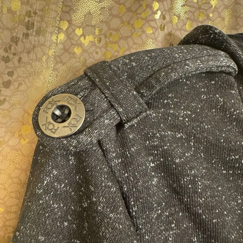 Y2K 2000s Fox Racing Charcoal Gray Button Up Hooded Sweater Womens Small - Image 7