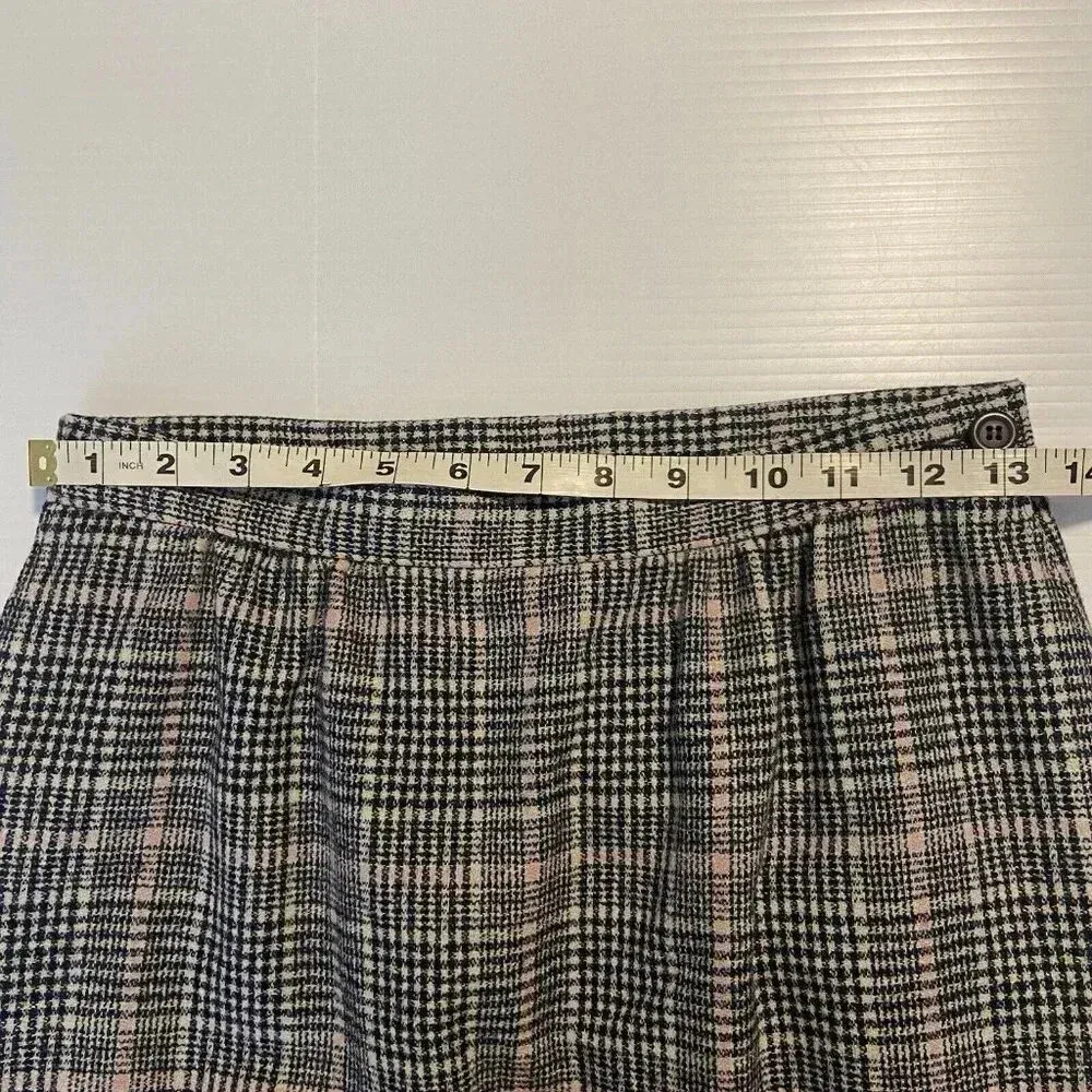 VINTAGE Pendleton Size 6 Wool Plaid Tartan Midi Skirt USA Blue Tan A-line - Image 8