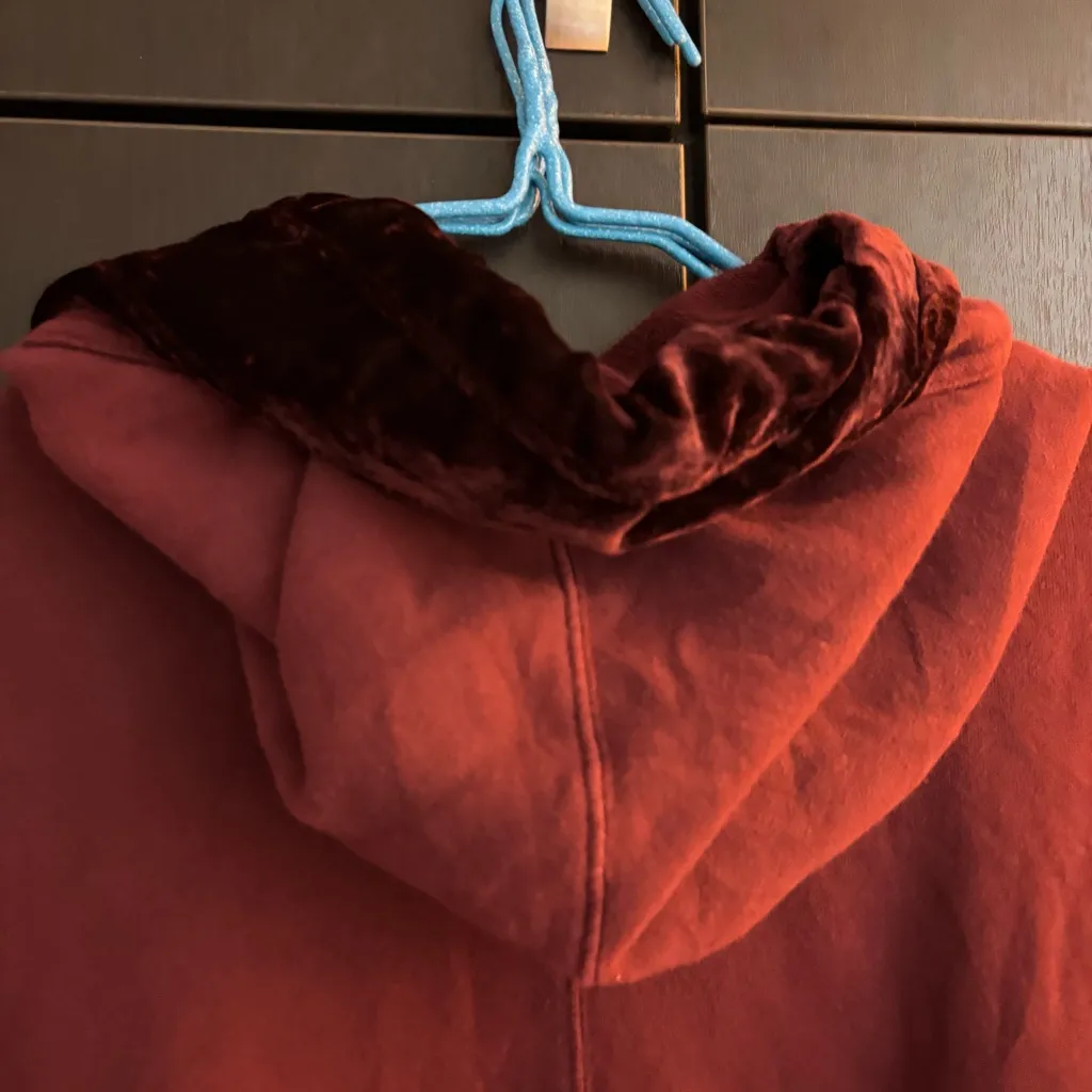 Free People Westwood Cardigan M NWT Dark Berry Hooded Velvet Wrap Whimsygoth - Image 15