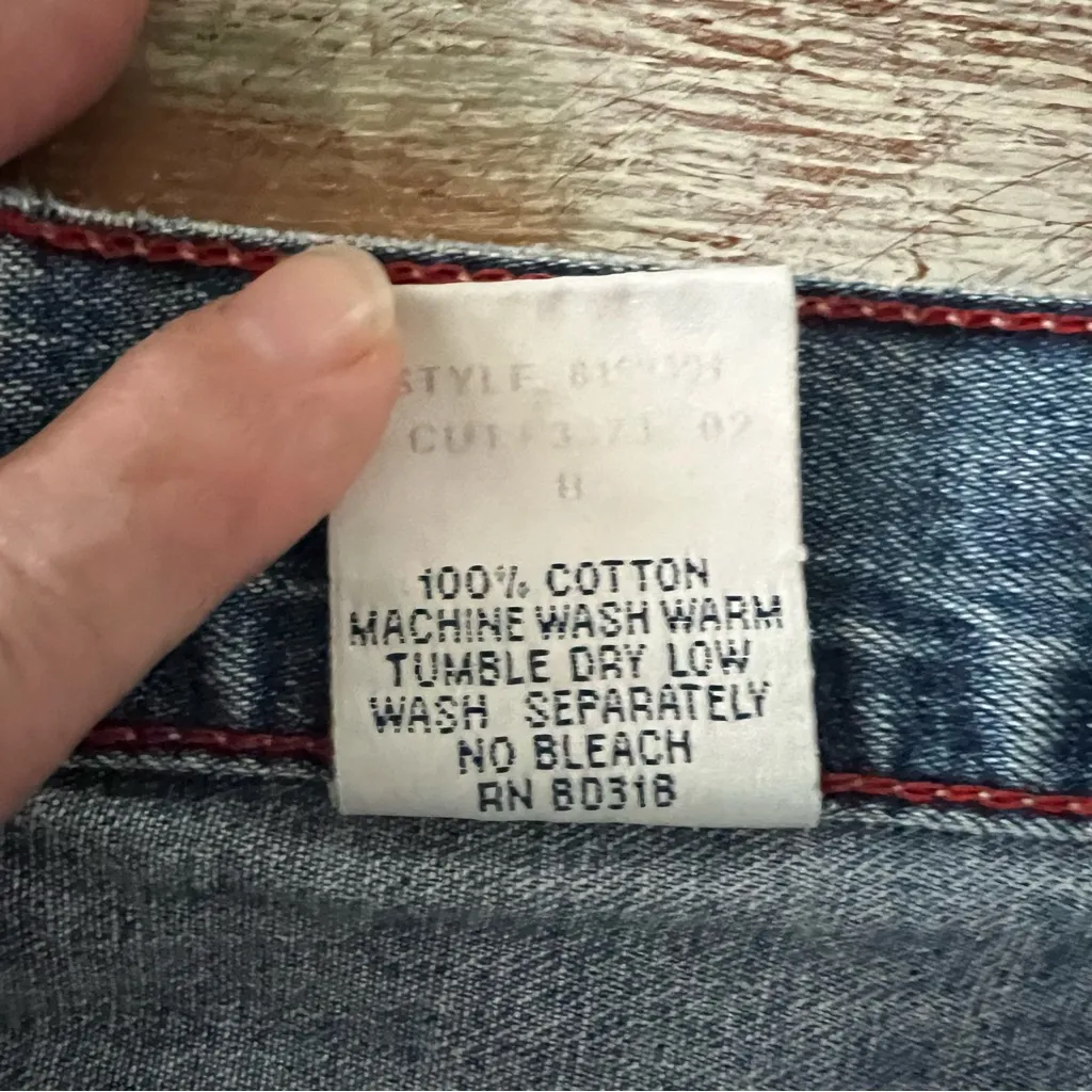 Lucky Brand Denim Button Fly Low Rise Cut Off Size 12/31 Blue Jean Shorts 32x4” - Image 8