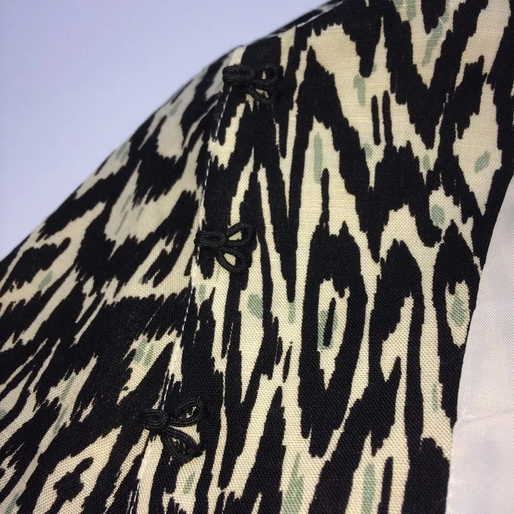 Nanette Lepore Womens Tribal Black/White/Teal-Gray 3/4 Length Sleeve Blazer-Sz 4 - Image 9