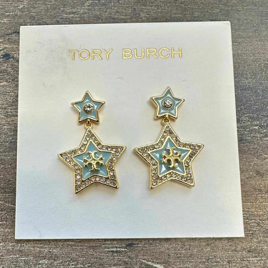 New Auth. Tory Burch Falling Star Drop Earring on TB Earring. Card MSRP $148 - Image 2