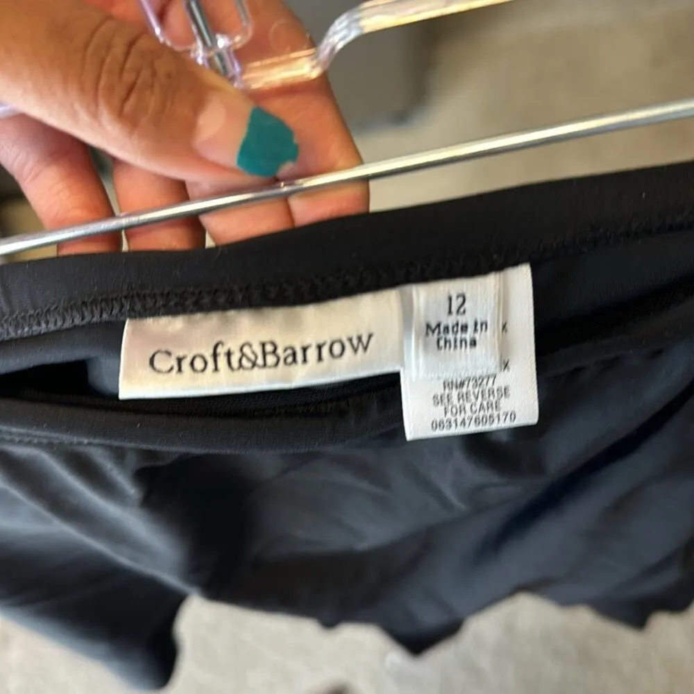 Croft & Barrow Black Ruffle Swim Skirt Beach Pool Vacation Tennis size 12 - Image 8