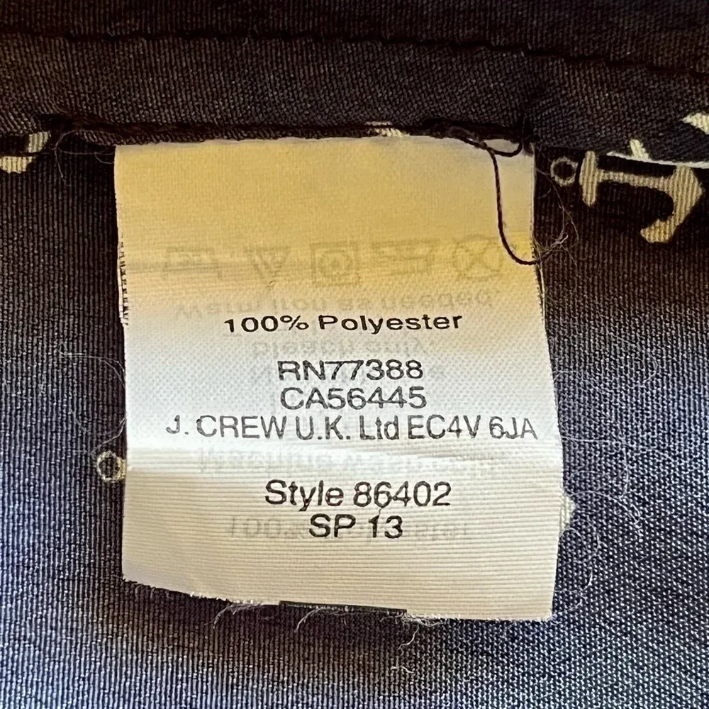 J.Crew Blue Anchor Print Blouse XXS | Nautical Coastal Preppy 3/4 Sleeve Top - Image 10