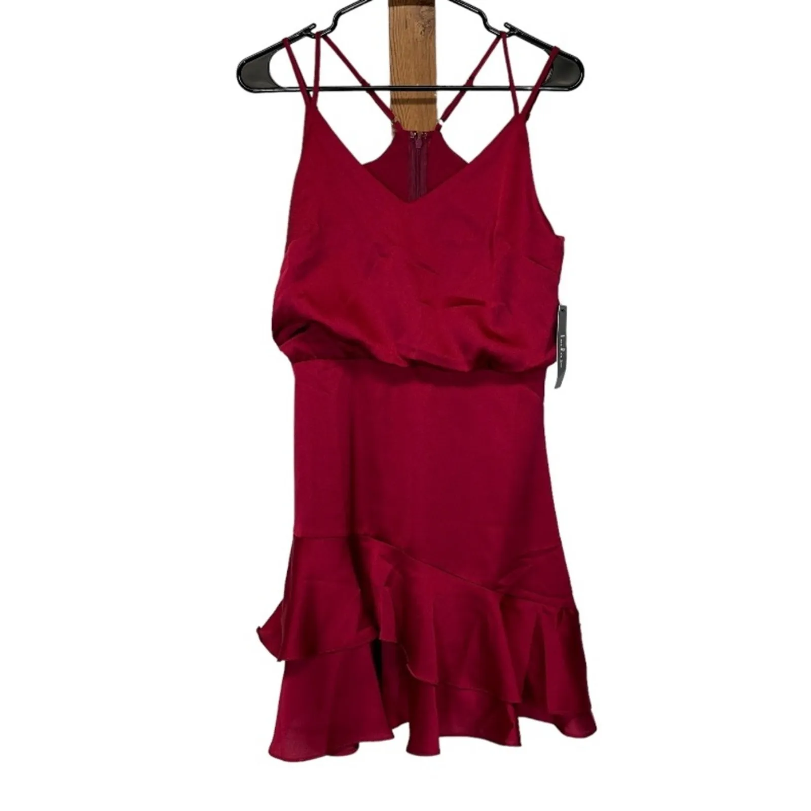 Lulu’s‎ On The Floor Fuchsia Satin Sleeveless Ruffle Mini Dress Size S - Image 3