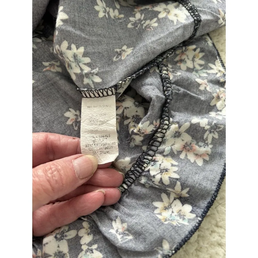 Miss Daisy Spaghetti Strap Navy Blue Floral Mini Dress Cover Up Size M - Image 7