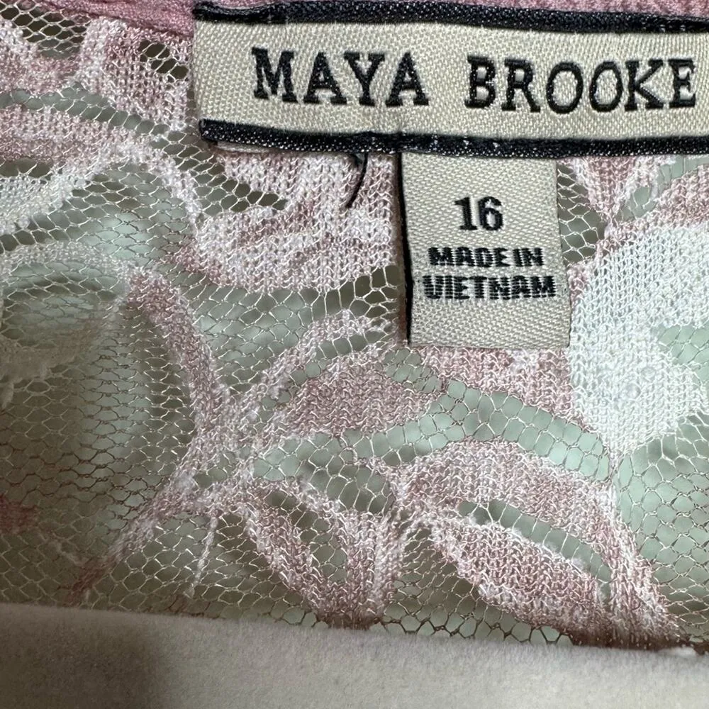 Maya Brooke Dusty Pink Lace Kimono Duster Bell Sleeves Open Front Size 16 - Image 8