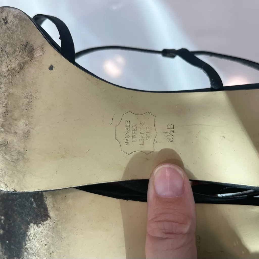 Caparros Black Satin Crystal Bow Sling Back Heel Evening Shoes size 8.5 - Image 8