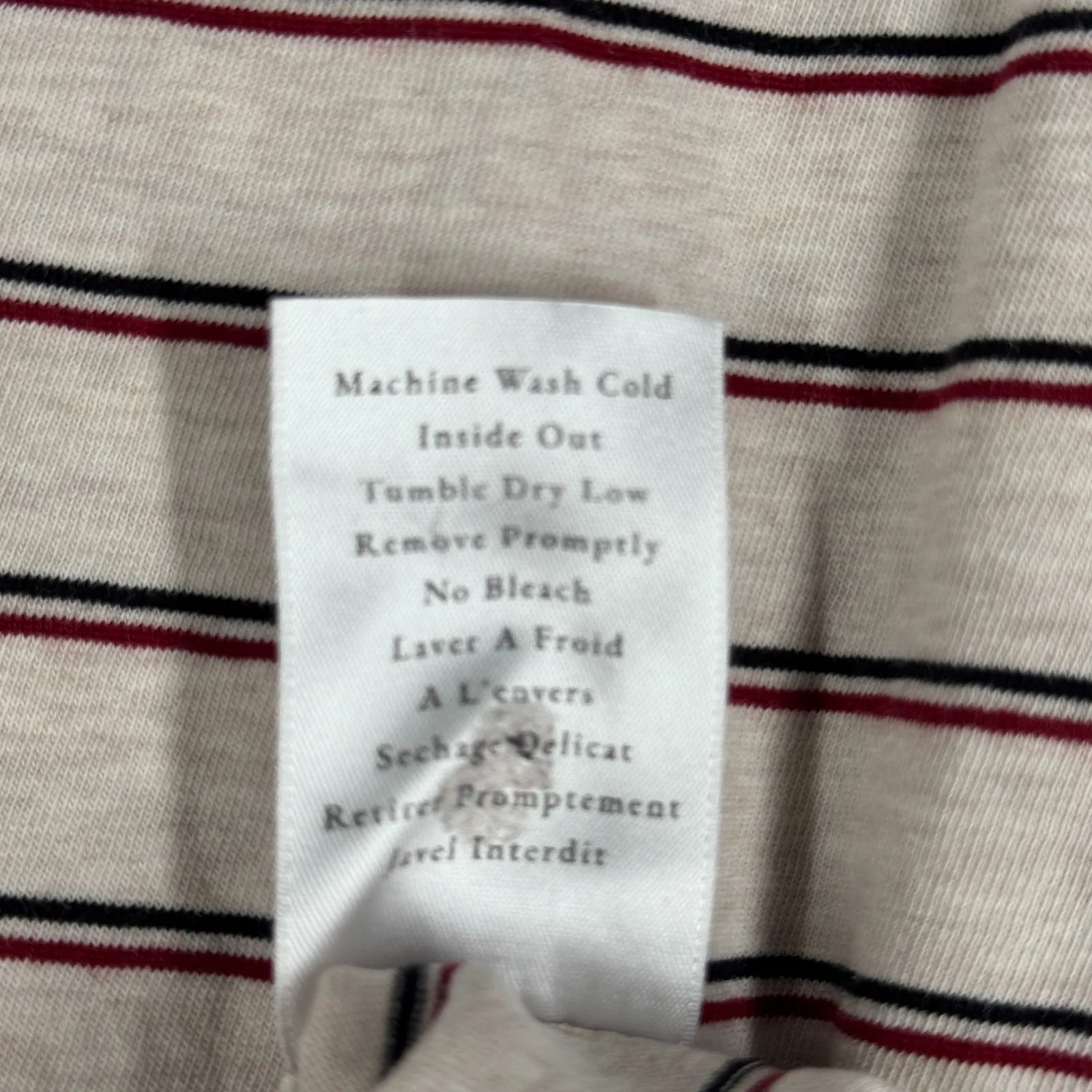 Frank & Eileen Tee Lab Shirt Continuous Sleeve Tee Oatmeal Stripe Crew Neck XS - Image 8