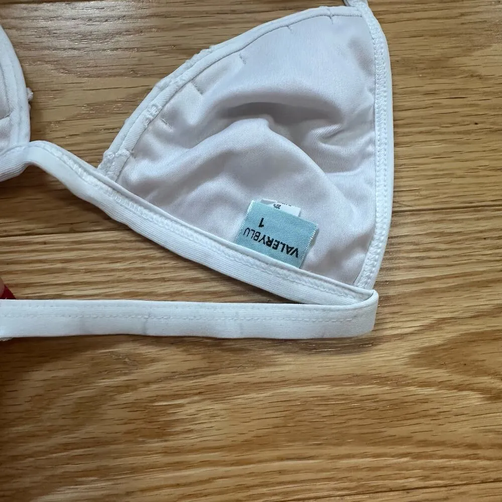 Valery Blu White Eyelet Bikini with Floral Beading Detail Size S NEW WITHOUT TAG - Image 3