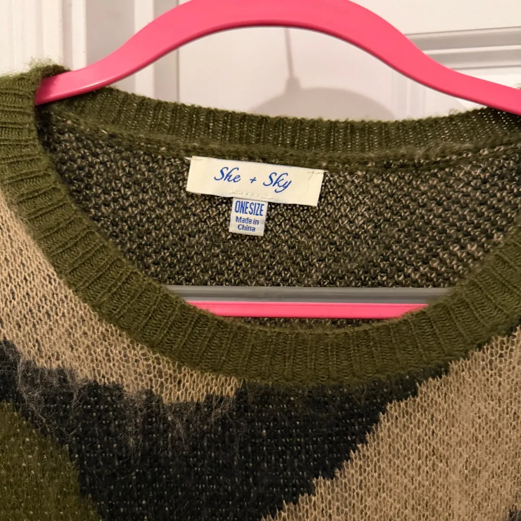 She & Sky Camo Patterned Sweater - Image 2