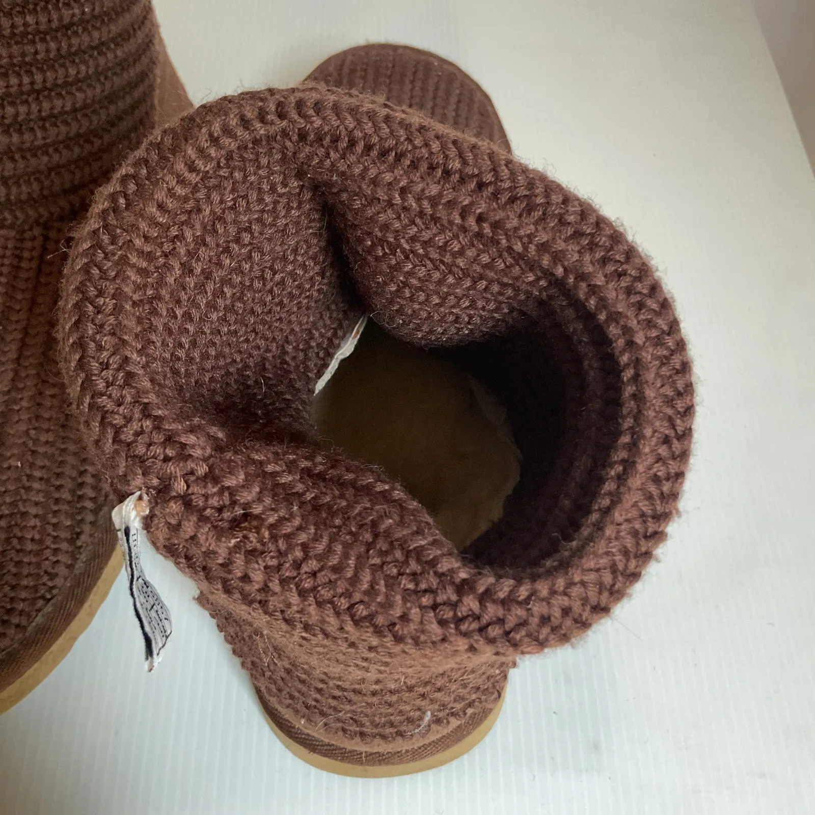 UGG Australia Brown Knit Tall Boots Women’s Size 9 Cozy Winter Slip On - Image 10