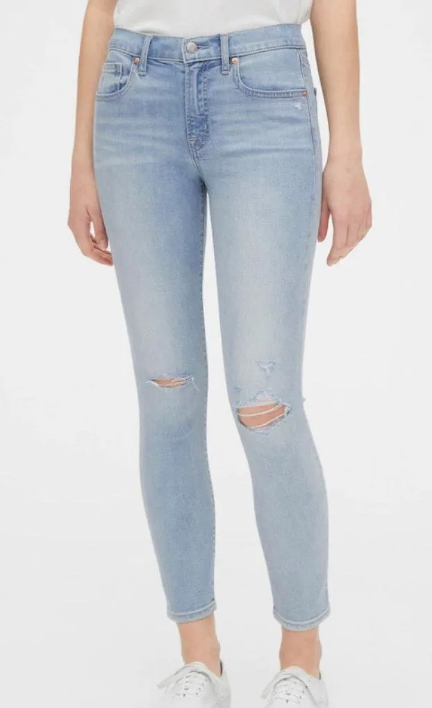 Mid Rise Light Wash Distressed Skinny Jeans  - Image 2