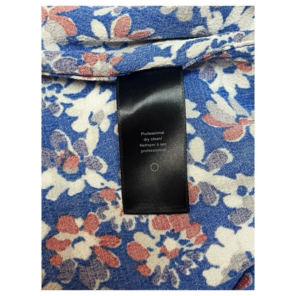 Rag Bone Top Womens S Sloane Tee Floral Round Neck Short Sleeve Designer Blue - Image 8