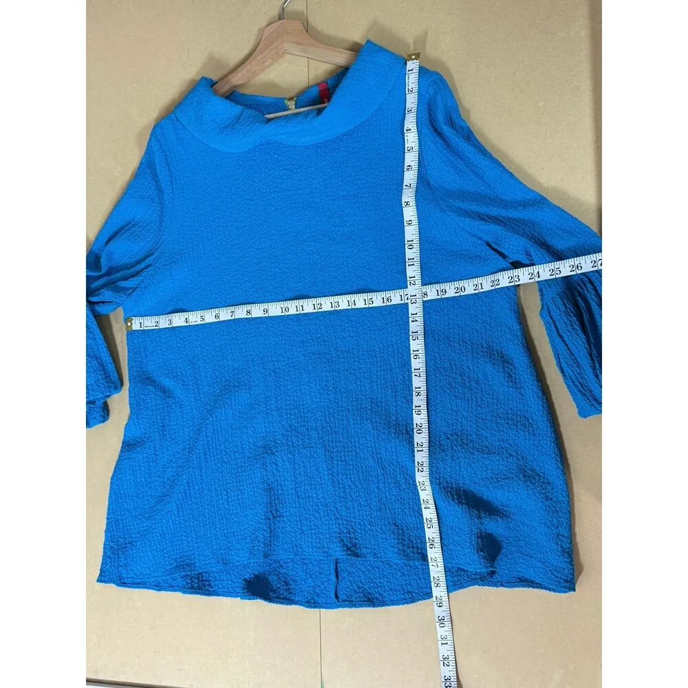 IC Collection Plus Size Lime Ruffle Sleeves Cowl Neck Tunic Top Turquoise XL Blue - Image 10