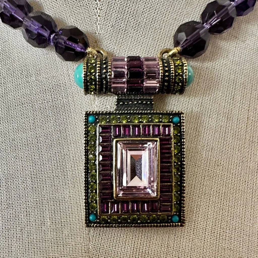 Heidi Daus purple Multicolor Crystal Pendant Necklace - Image 2