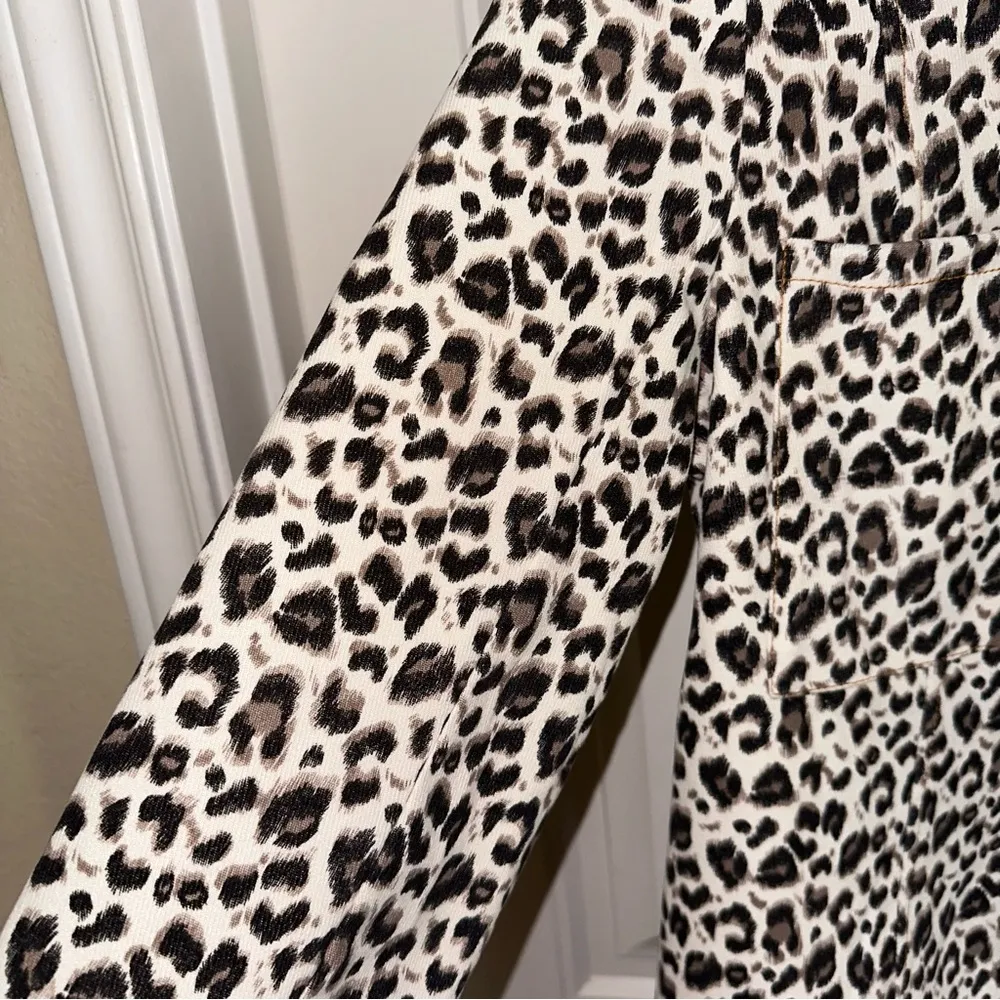 Umgee leopard animal print collared button-down shirt dress women S - Image 9