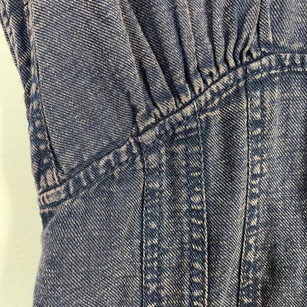 Open Back Buttondown Lightweight Crop Pants Jumpsuit 2P 2 P Petite - Image 5