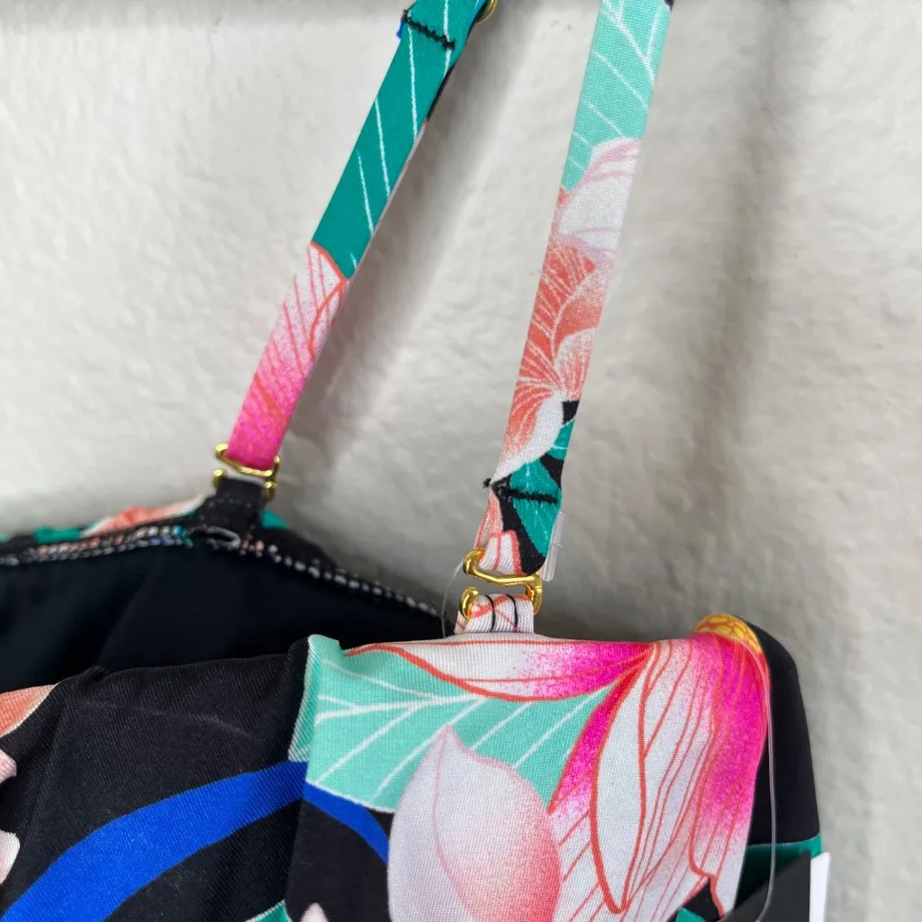 La Blanca Womens Floral NightFall Ruffle Bandeau Bikini Top Size 8 - Image 7