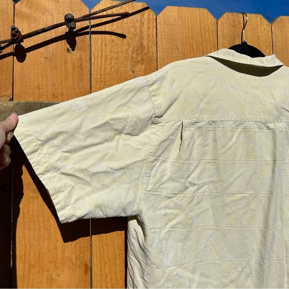 Jamaica Jaxx Silk Hawaiian Shirt Mens Large Aloha Button Front Off White Cream‎ - Image 8