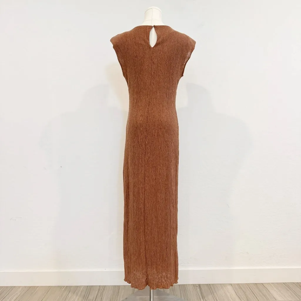 ASTR The Label Women's Plisse Brown Maxi Dress Nordstrom Boho Modest Party Event - Image 11