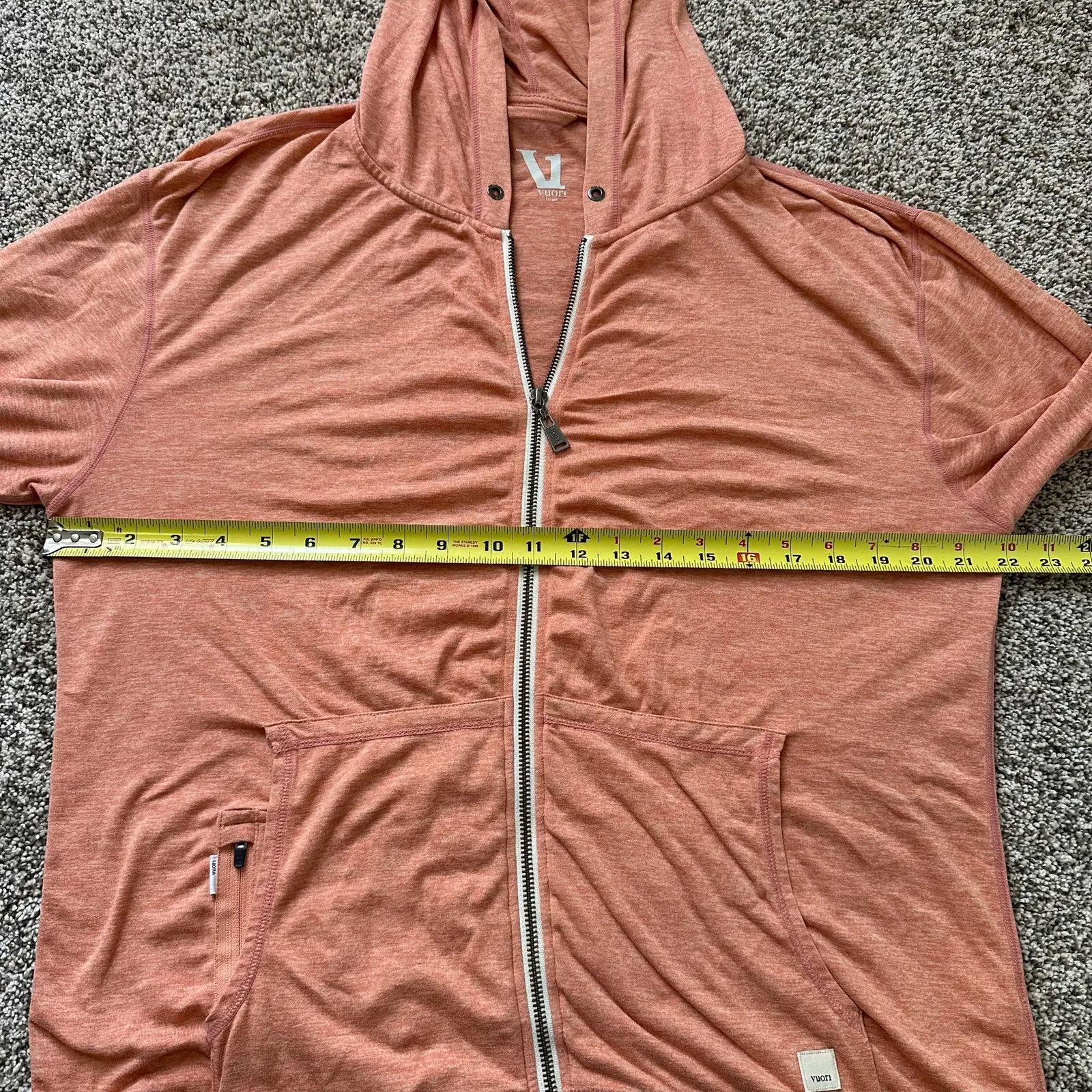 Vuori light orange zip-up hoodie jacket size L - Image 9