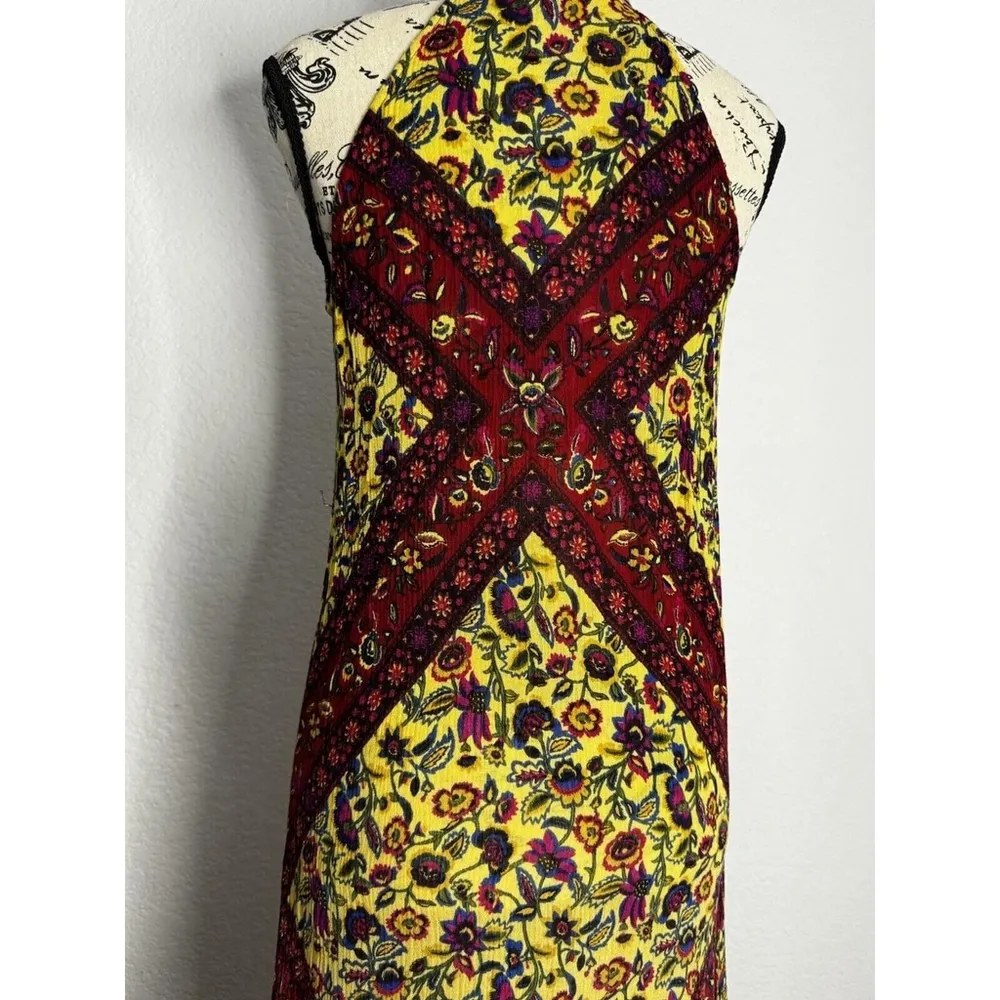 Raga Anthropologie Women's Long Dress XSmall Yellow Red Pink Floral Boho Style - Image 8