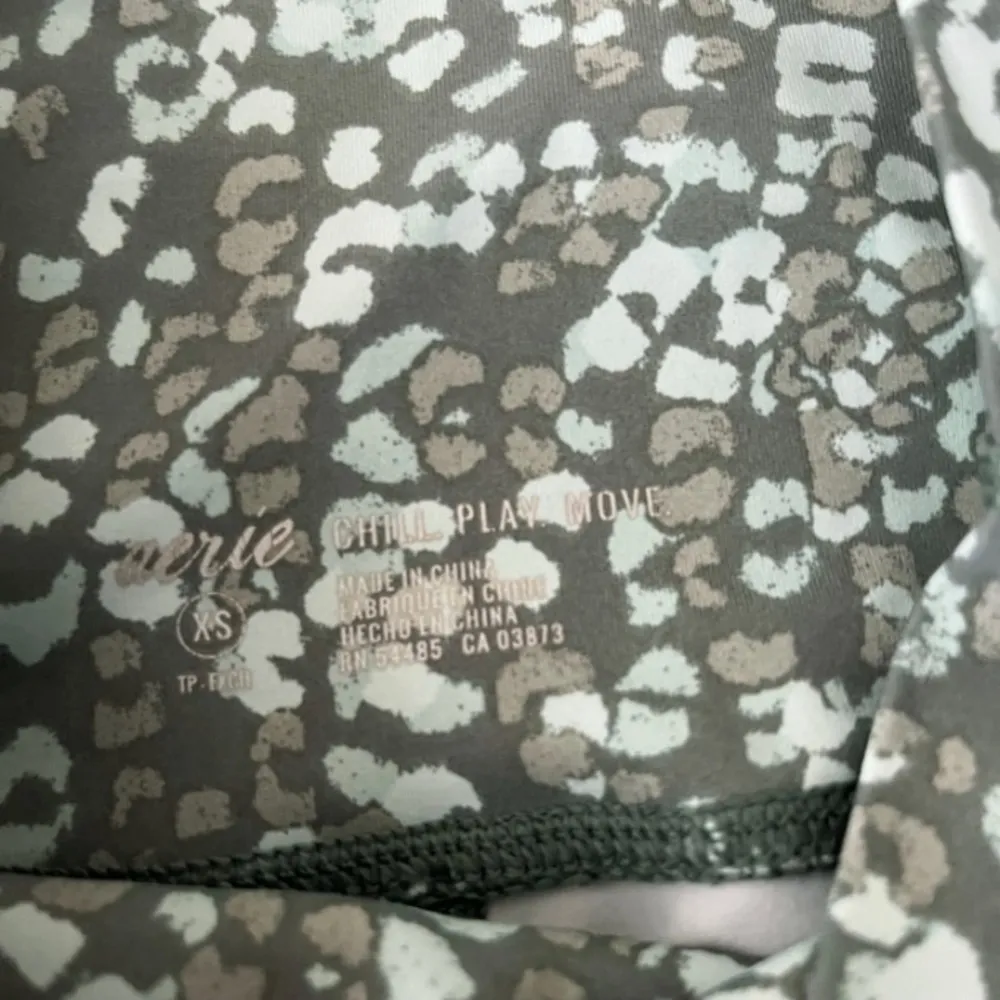 aerie Olive Green and Aqua Blue Organic Print‎ Crop Fit Leggings - Image 2