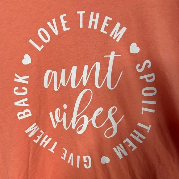 NWT Positive Tees Women 2X Auntie Vibes Graphic Orange T - Image 5