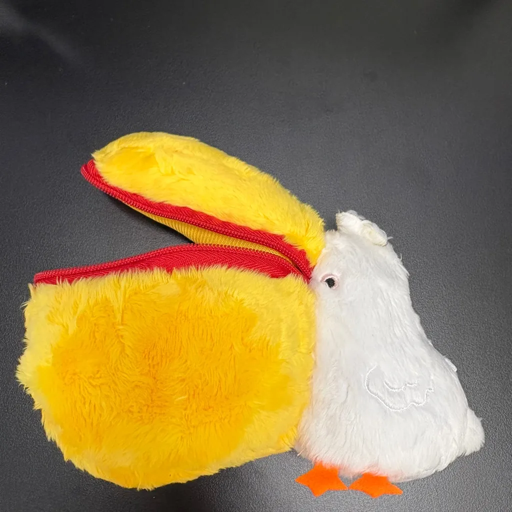 Cute Pelican Plush Pouch 6” Zipper Bag – Soft Yellow Bird Case for Earbuds new - Image 4