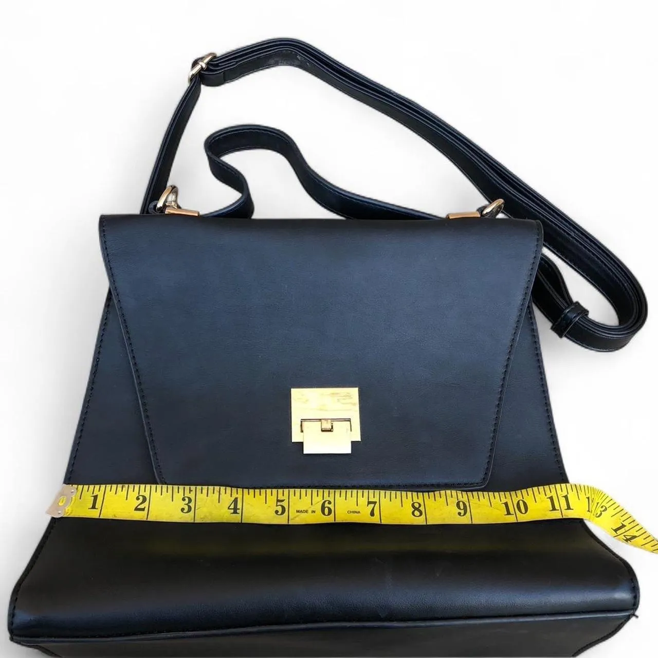 Anthropologie Melie Bianco Black Vegan Leather Briefcase Satchel Shoulder Hand Bag Purse Crossbody Strap - Image 4