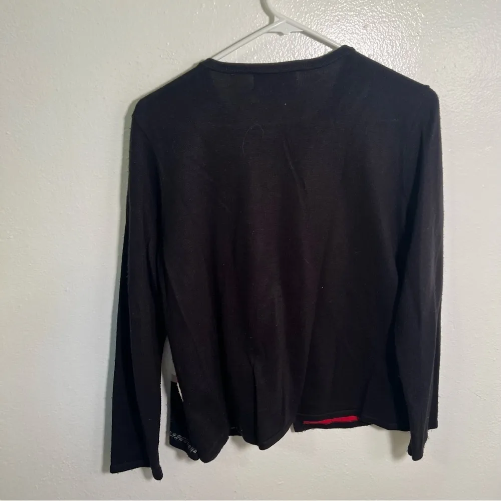 Alfred Dunner One Button Cardigan Black Red White PM - Image 5