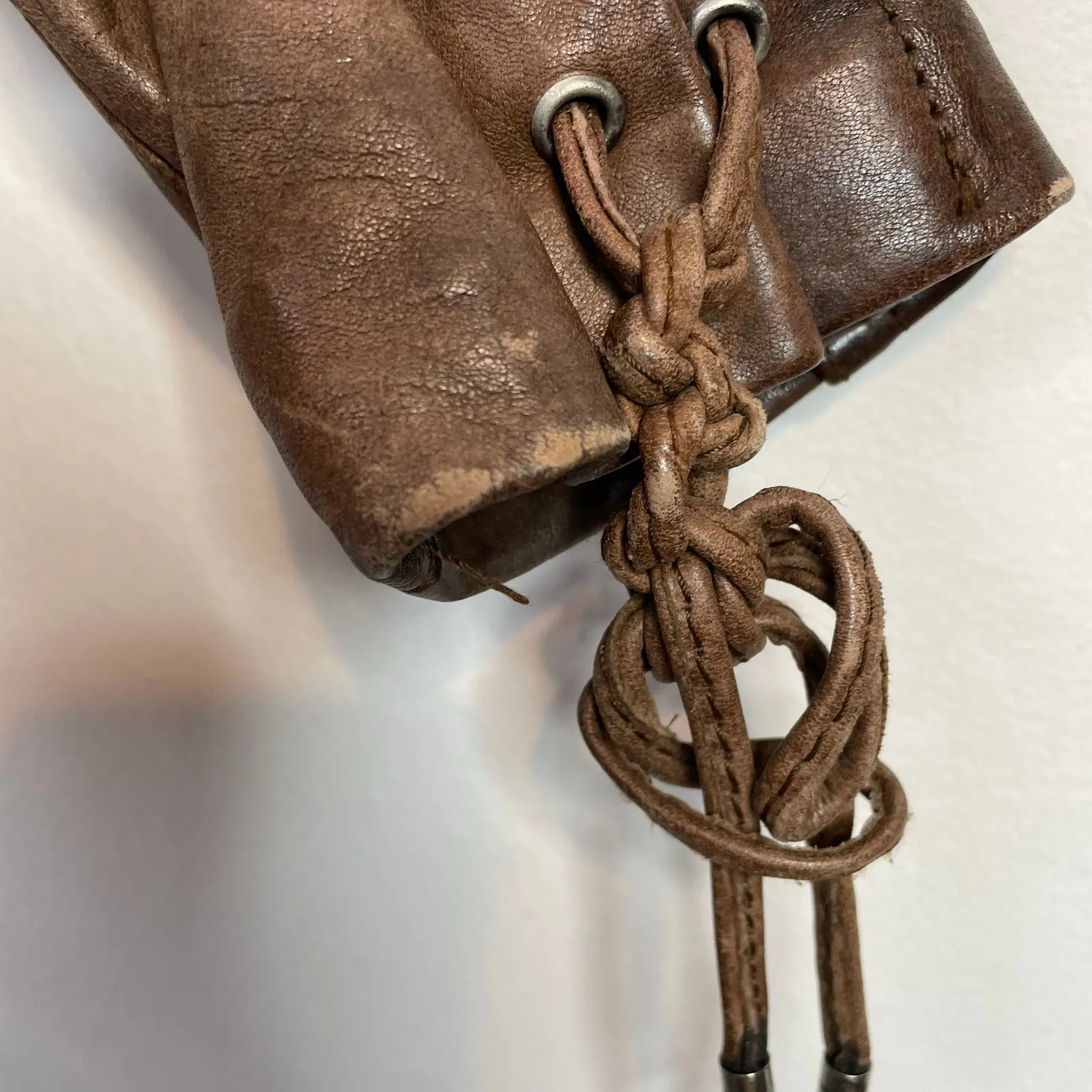 Vintage 80s Western Leather Jacket Fringe Laced Brown Boho Rodeo Cowboy Biker L Size L - Image 7