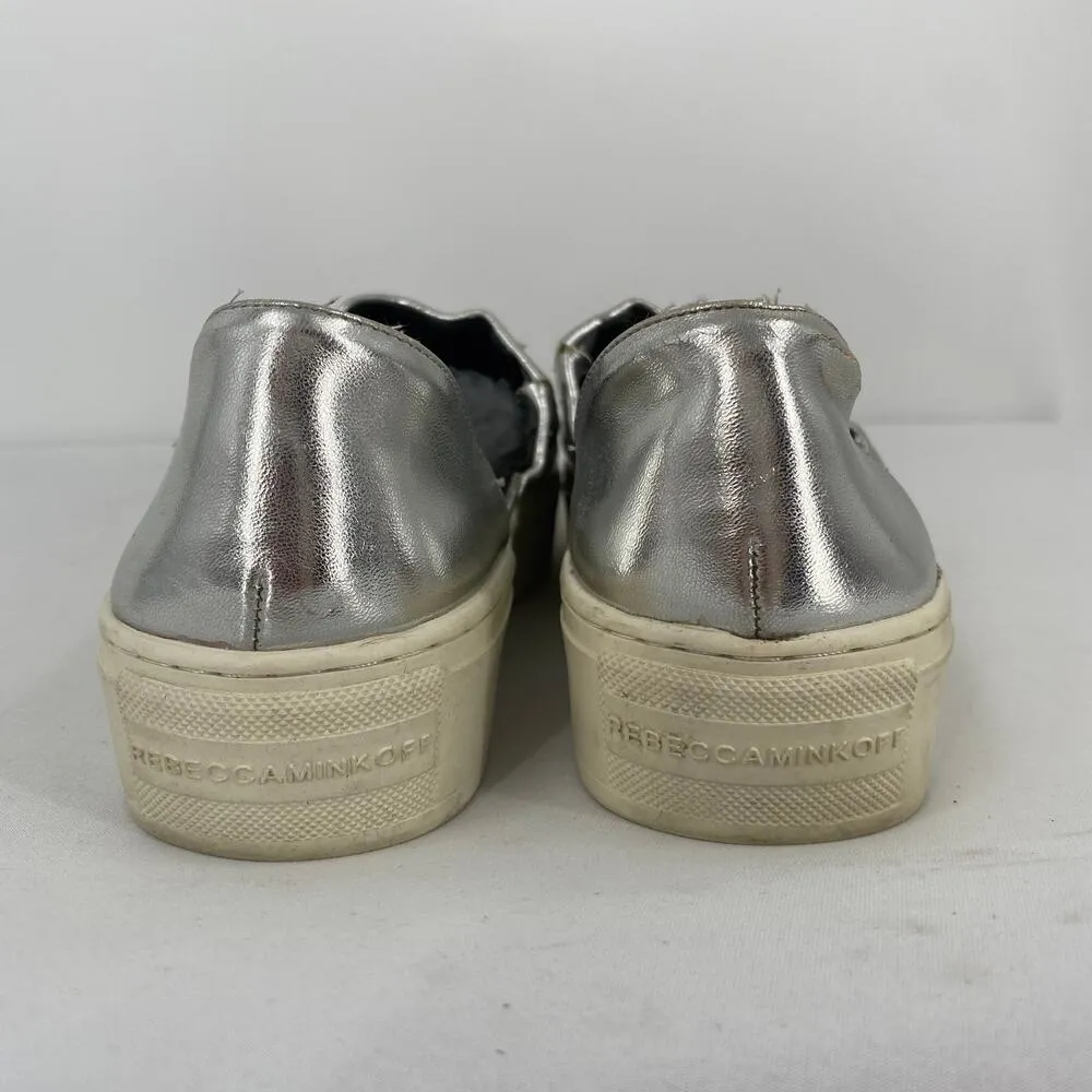 Rebecca Minkoff Silver Leather Flats Size 7.5 - Image 4