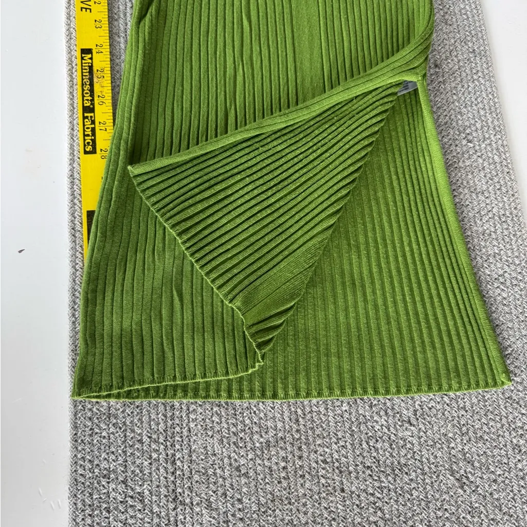 A New Day Light Green Ribbed V Neck Long Sleeve Column Knit Dress Size Large - Image 12