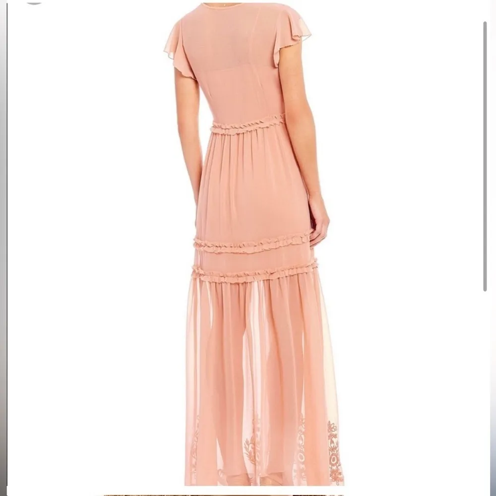 Altar’d State Peach Lycee Embroidered Ruffle Maxi Dress Size Small - Image 4