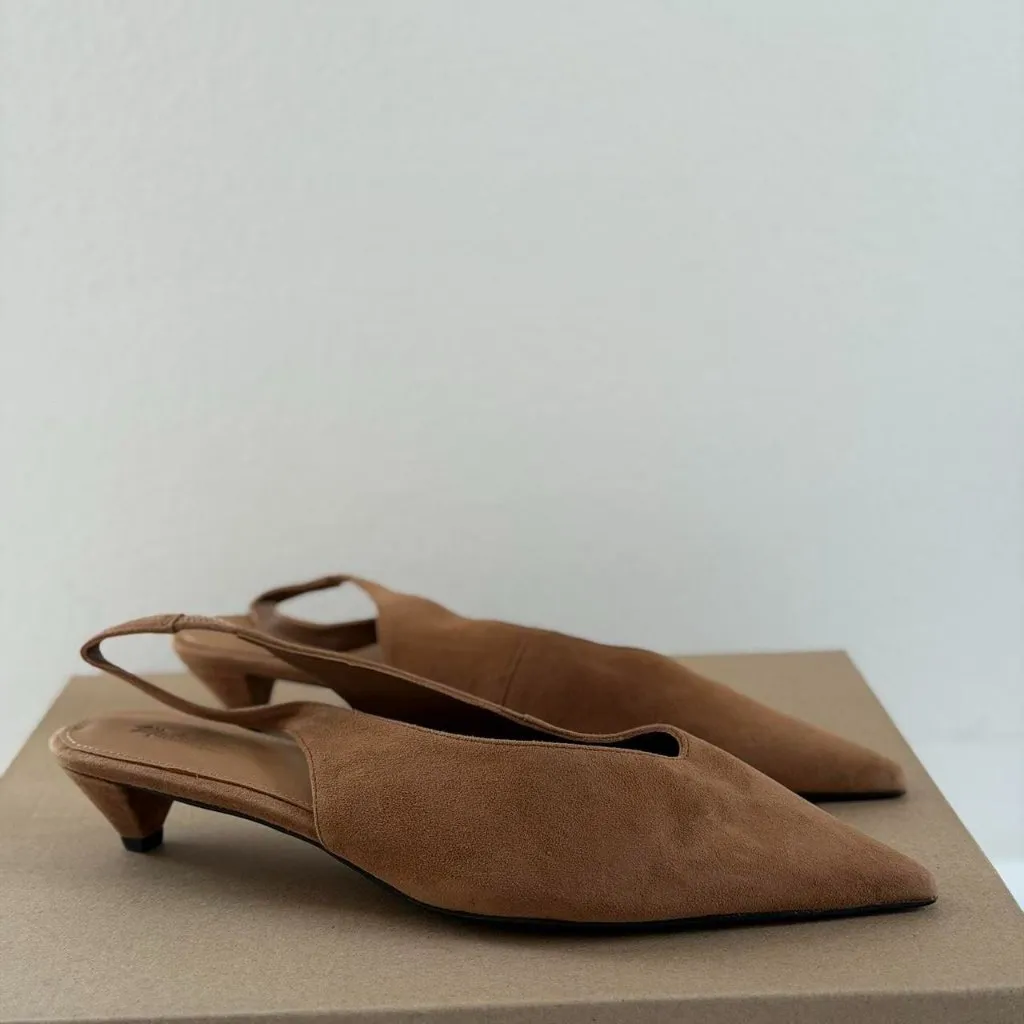 Madewell The Simone Kitten-Heel Slingback Pumps in Dried Acorn, Size 10.5 - Image 3