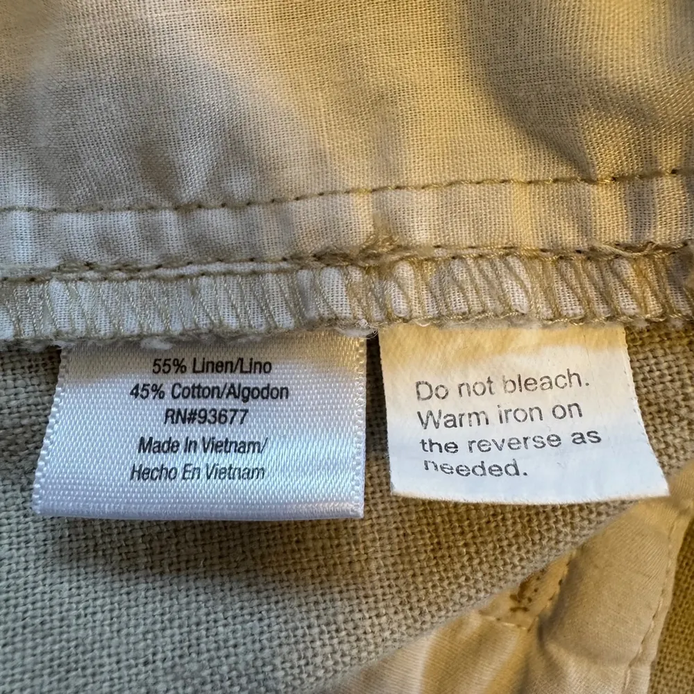 Ana Linen Cotton Khaki Gold Shimmer Chino Shorts, 8P, Beige Low Rise 4.5” Inseam Tan - Image 4