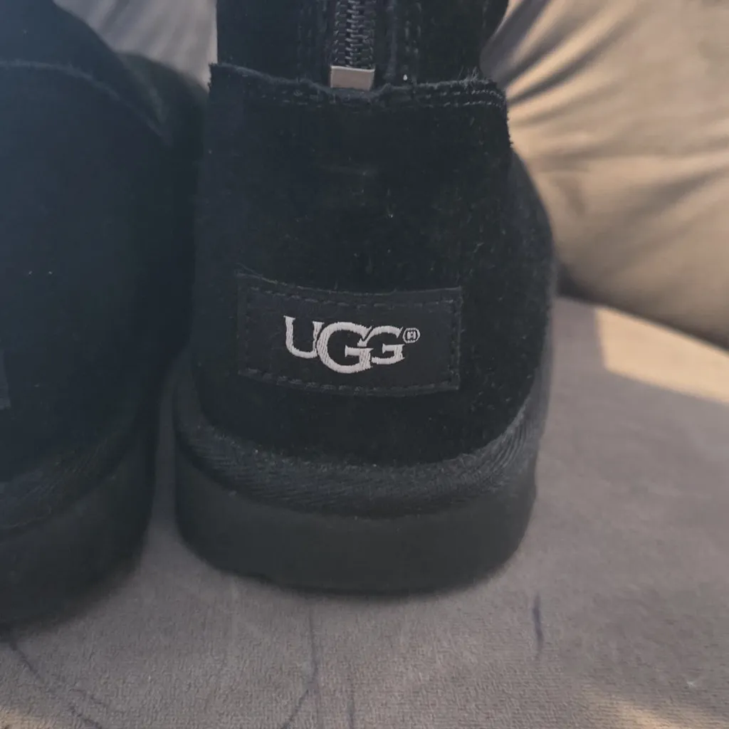 UGG Black Suede Boots with Zipper - Image 6