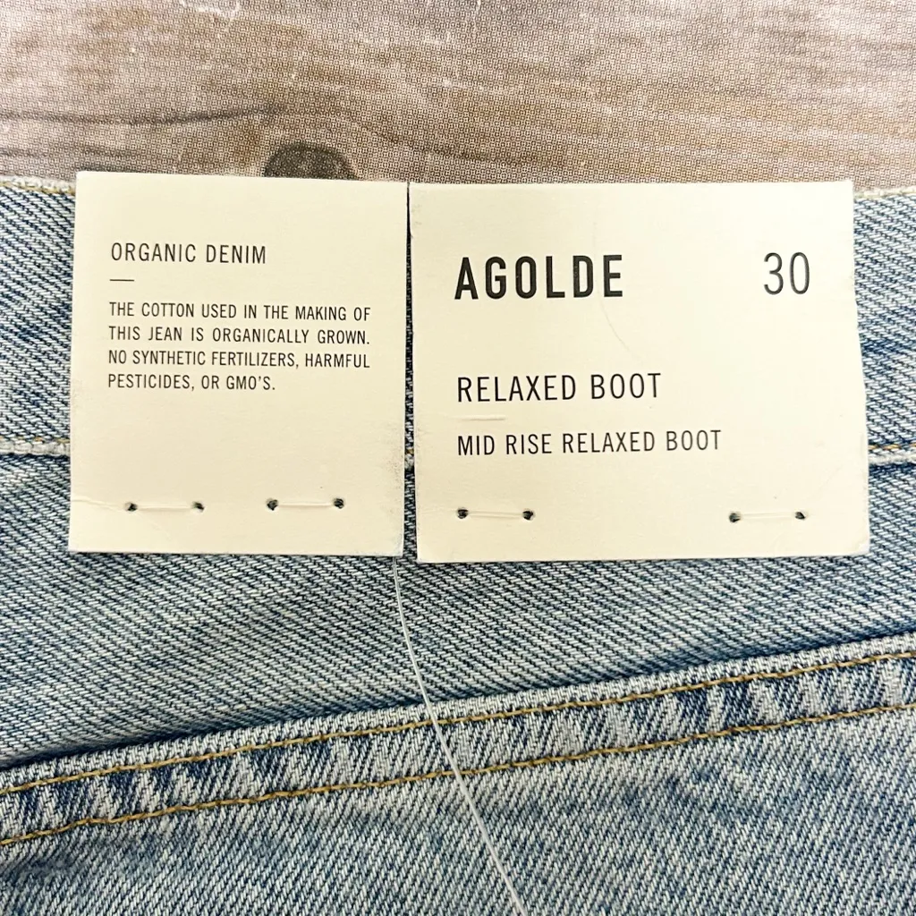 Agolde Curio Light Wash Mid Rise Relaxed Boot Cut Off Distressed Jeans 30 NWT - Image 10