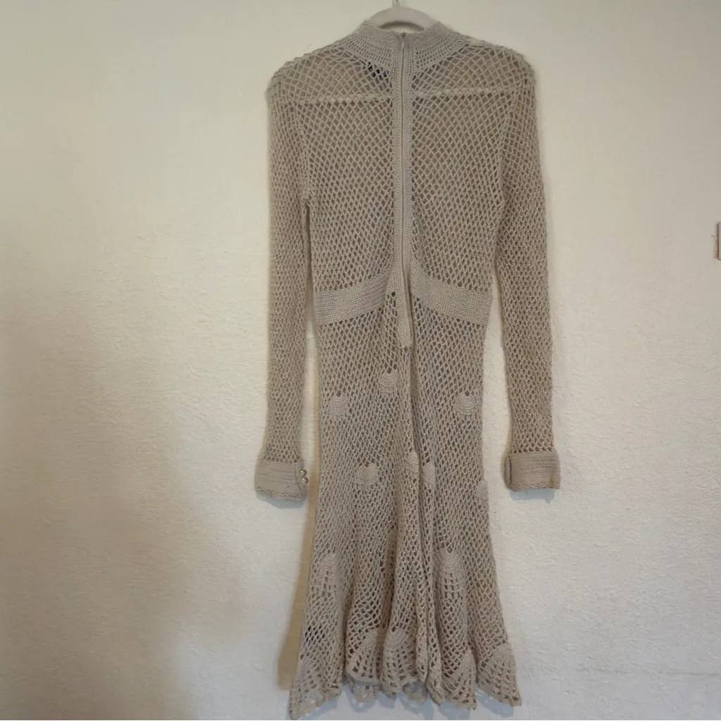 Vintage Betsey Johnson Crochet Dress Glass Beads Size M - Image 9