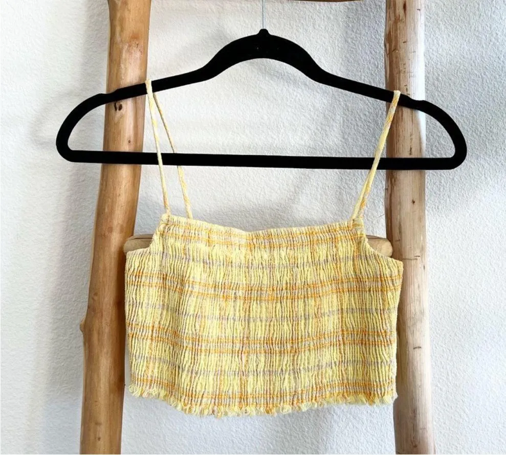 Zara Blogger Fave Yellow Plaid Cropped Tank and Midi Skirt Yellow Plaid Set M - Image 4