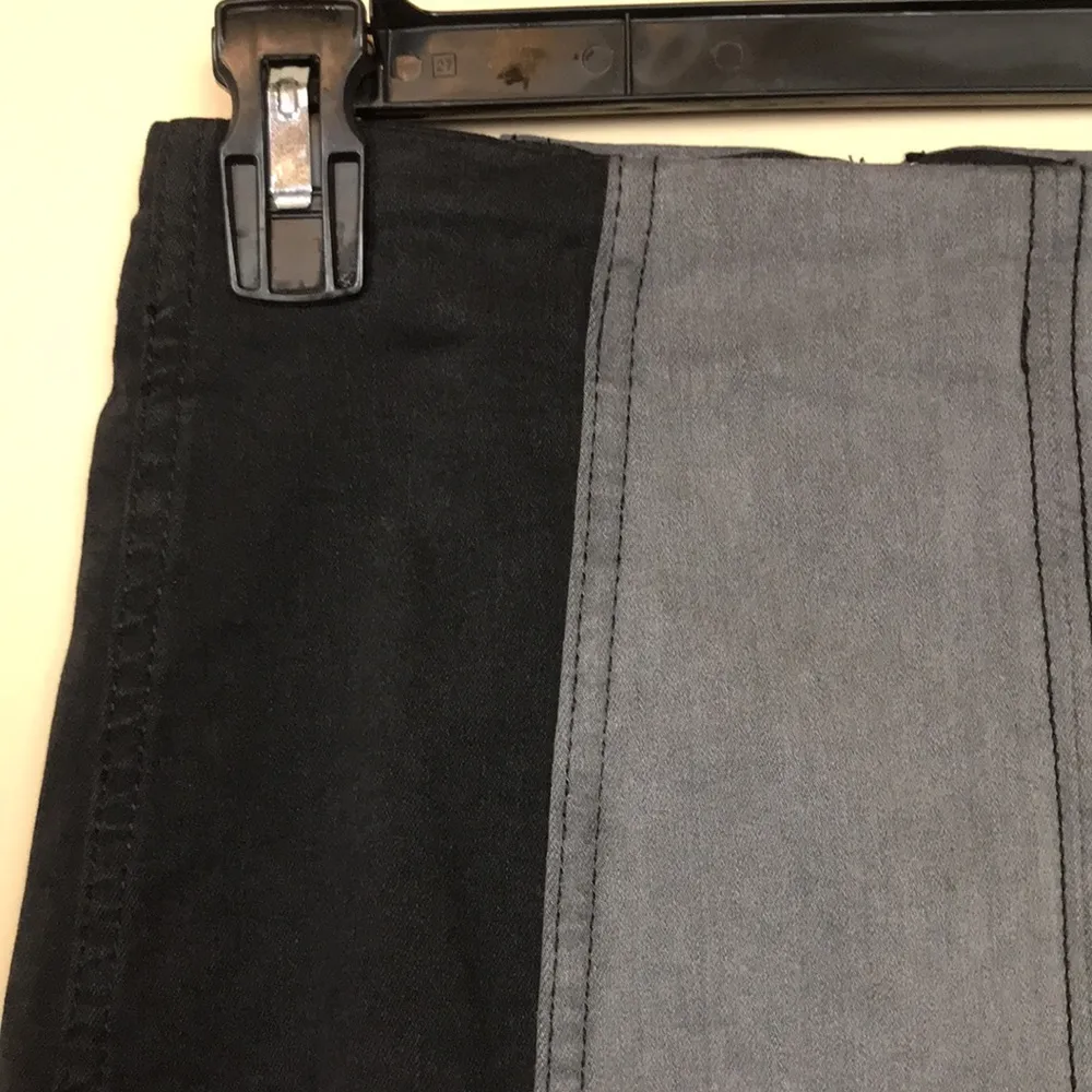 Free People Women’s Color Block Denim Black Gray A-Line Mini Skirt - Image 2