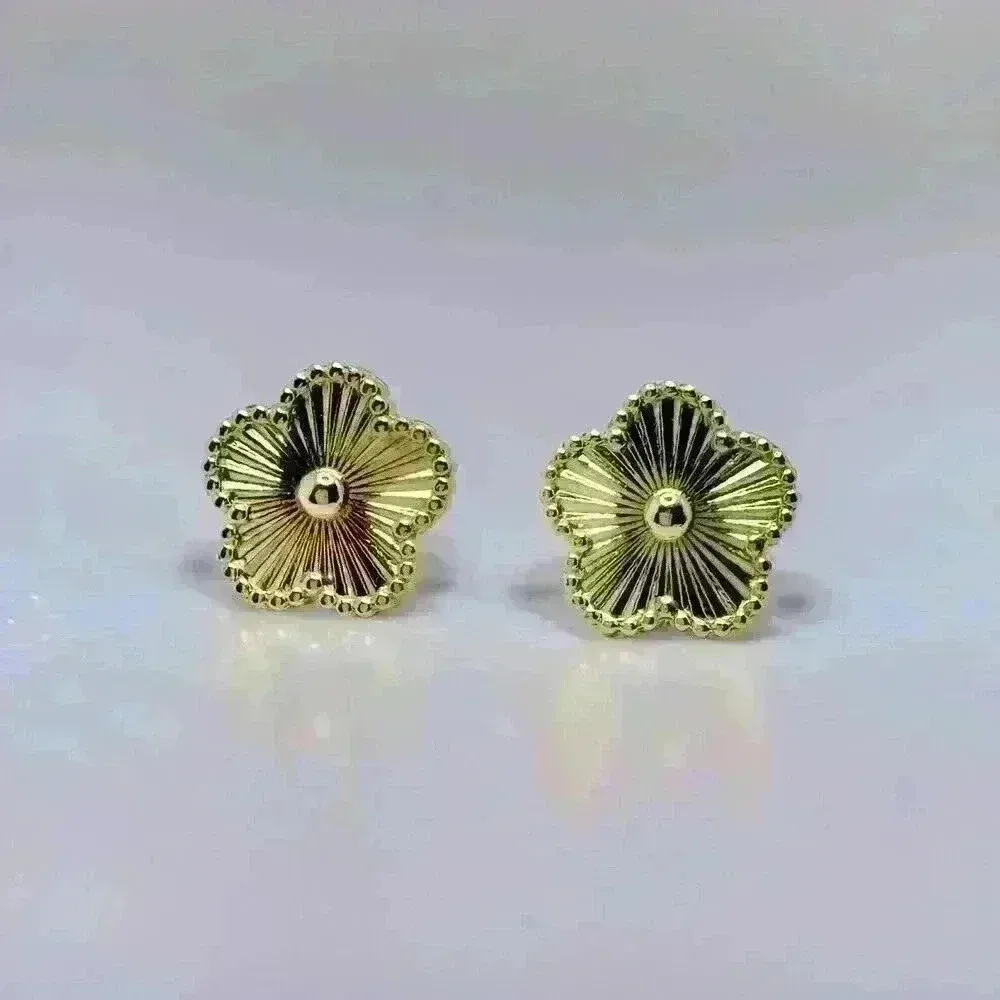 Golden Flower Stud Earrings Gold - Image 2