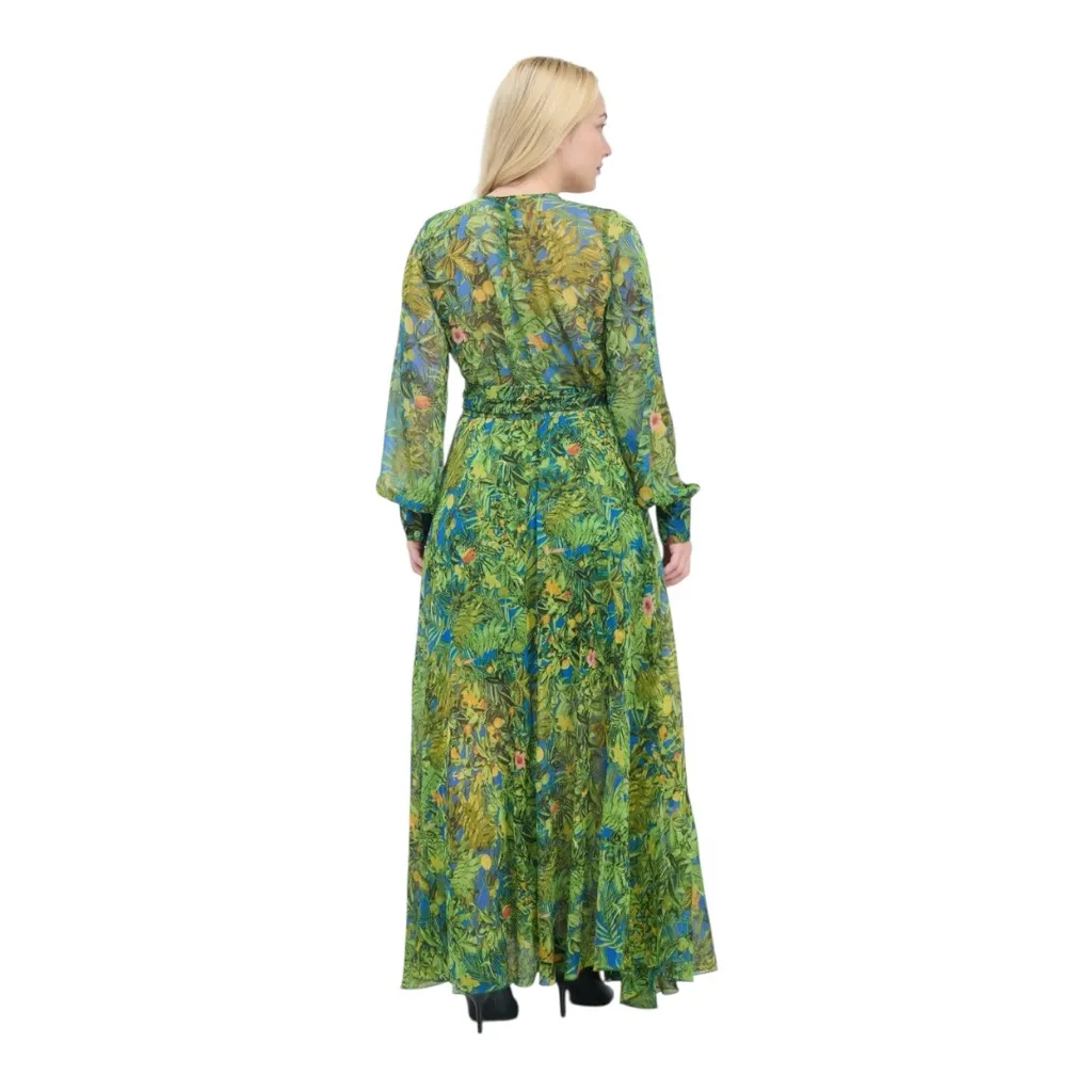 Spy Zone Exchange Women Floral Print Belted Maxi Dress Multicolor Size Large NWT Green - Image 2