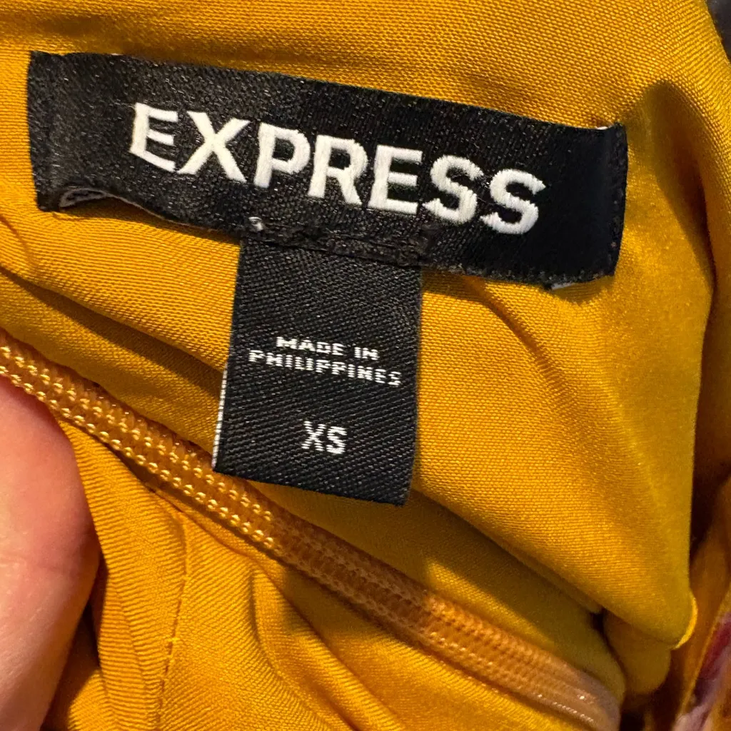 Express Vibrant Yellow Floral Wrap Dress - Image 2