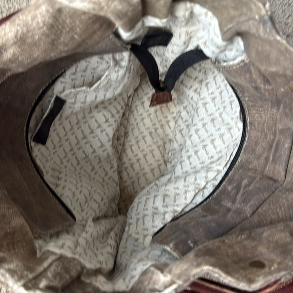 Mona B. Two In One Canvas Tote Shoulder Backpack Bag with Vegan Leather Trim Brown - Image 6