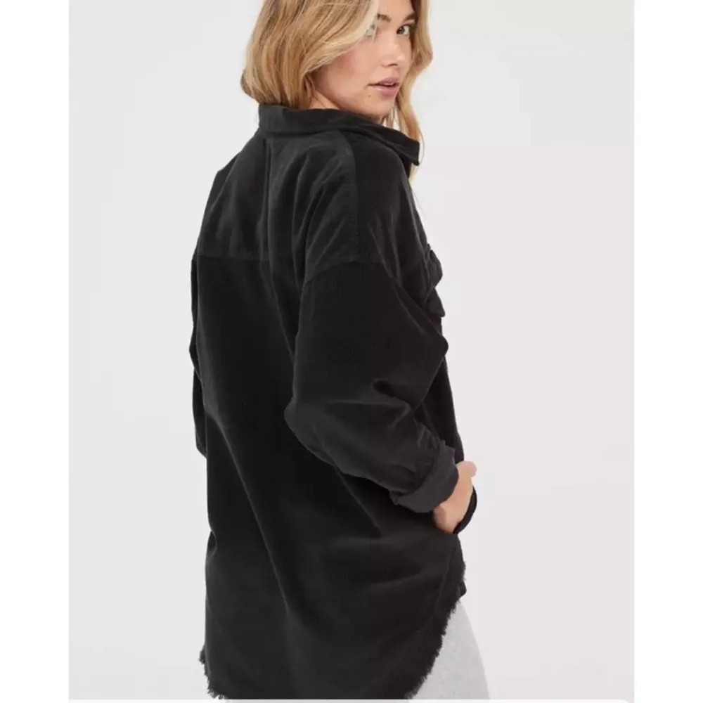 Aerie Blue Corduroy Half Zip Pullover Shacket Shirt Size Large - Image 11