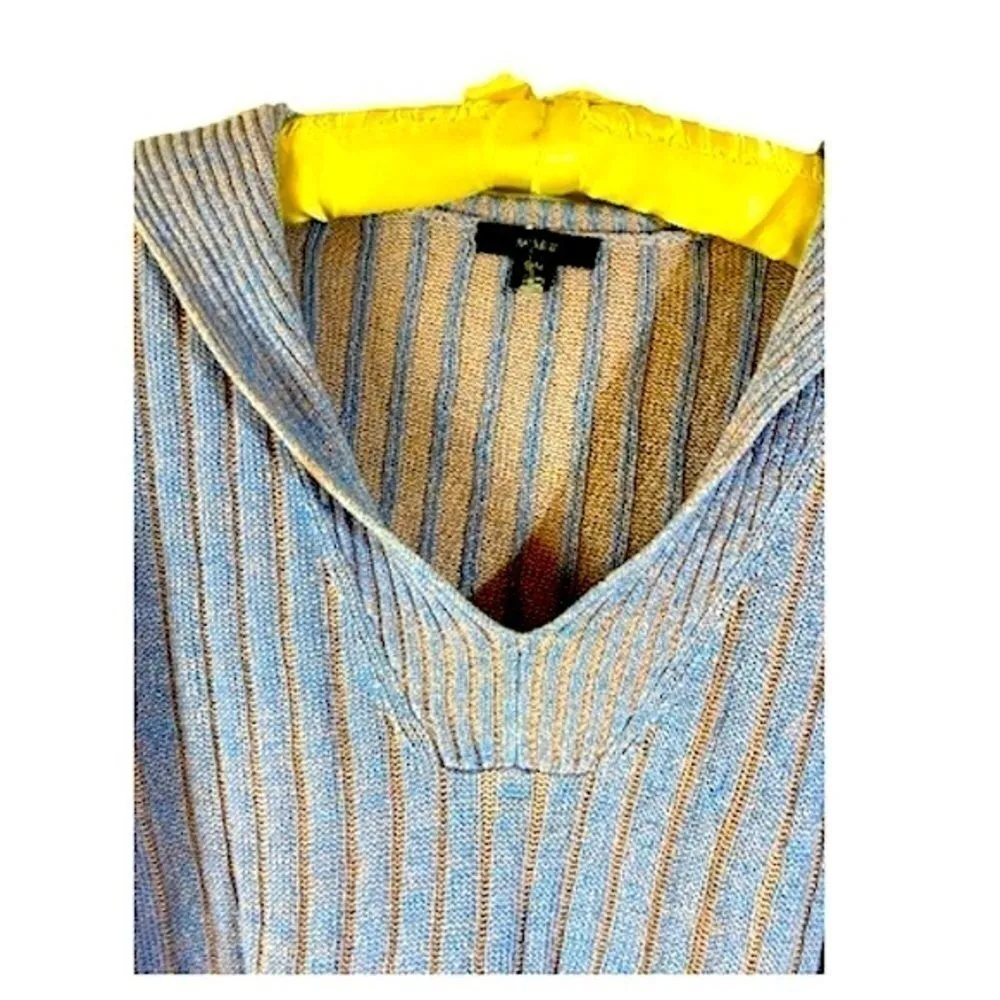 J Crew V Neck Ribbed Knit Sweater Blue Pink Small Medium - Image 6